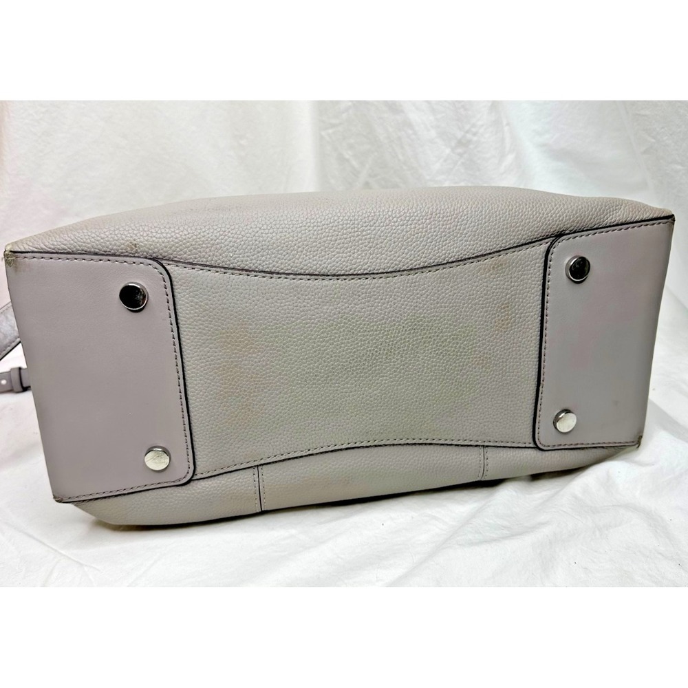 Michael Kors Gramercy Pearl Grey Leather Large Satchel Multipocket Purse - Picture 15 of 16